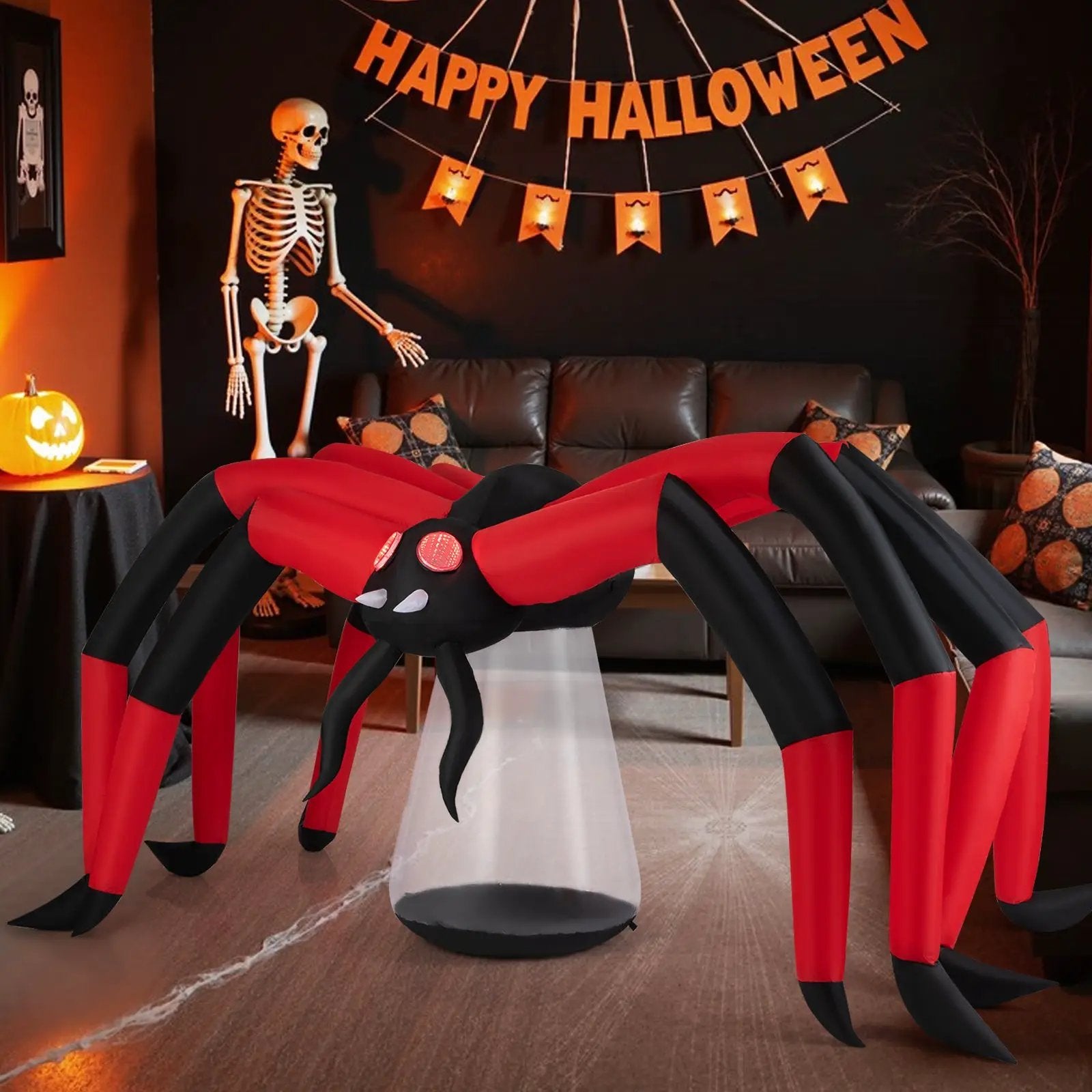 Halloween Inflatable Spider Blow Up Yard Scary Spider with Red Tunnel Light Eyes by DirectDeals