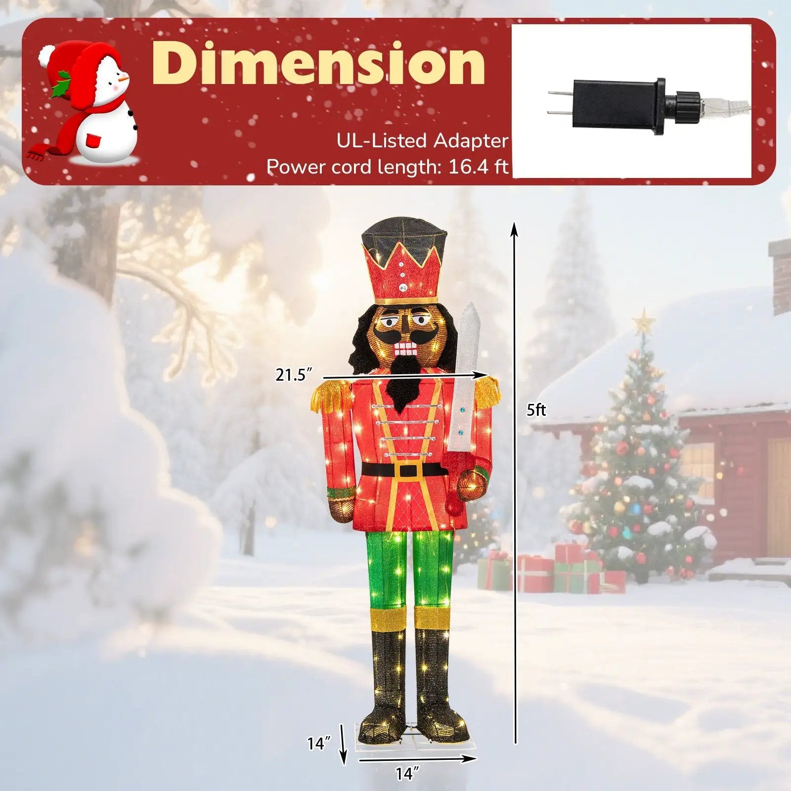 5 FT Lighted Christmas Nutcracker with Glitter Sword for Outdoor by DirectDeals