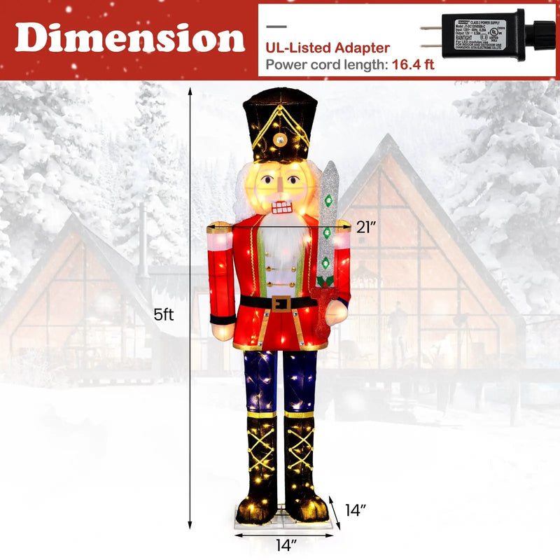 5 FT Christmas Nutcracker Outdoor Christmas Decoration with Glitter Sword by DirectDeals