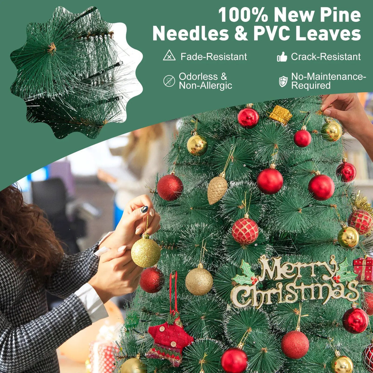 5/6/7 FT Pre-Lit Fiber Optic Christmas Tree with 148/185/226 Multi-Color LED Lights and Top Star Light, photo 8 of 24