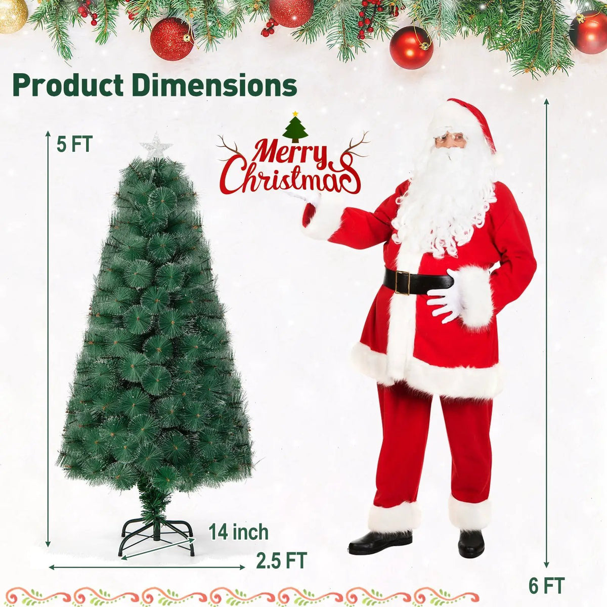 5/6/7 FT Pre-Lit Fiber Optic Christmas Tree with 148/185/226 Multi-Color LED Lights and Top Star Light, photo 3 of 24
