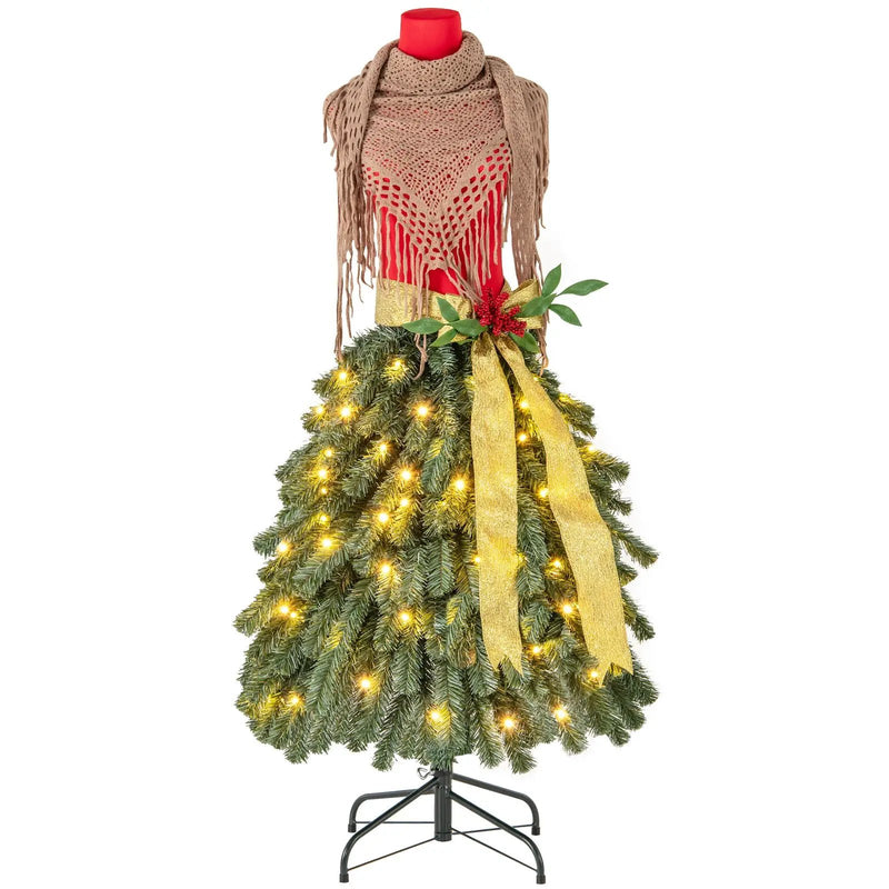 5 FT Pre-lit Mannequin Artificial Christmas Tree Dress Form Xmas Tree by DirectDeals