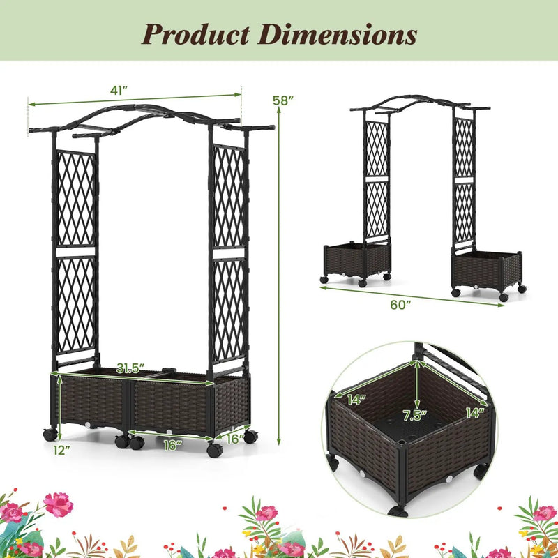 5 FT Self-Watering Planter Boxes with Lattice Trellis and Roof by DirectDeals