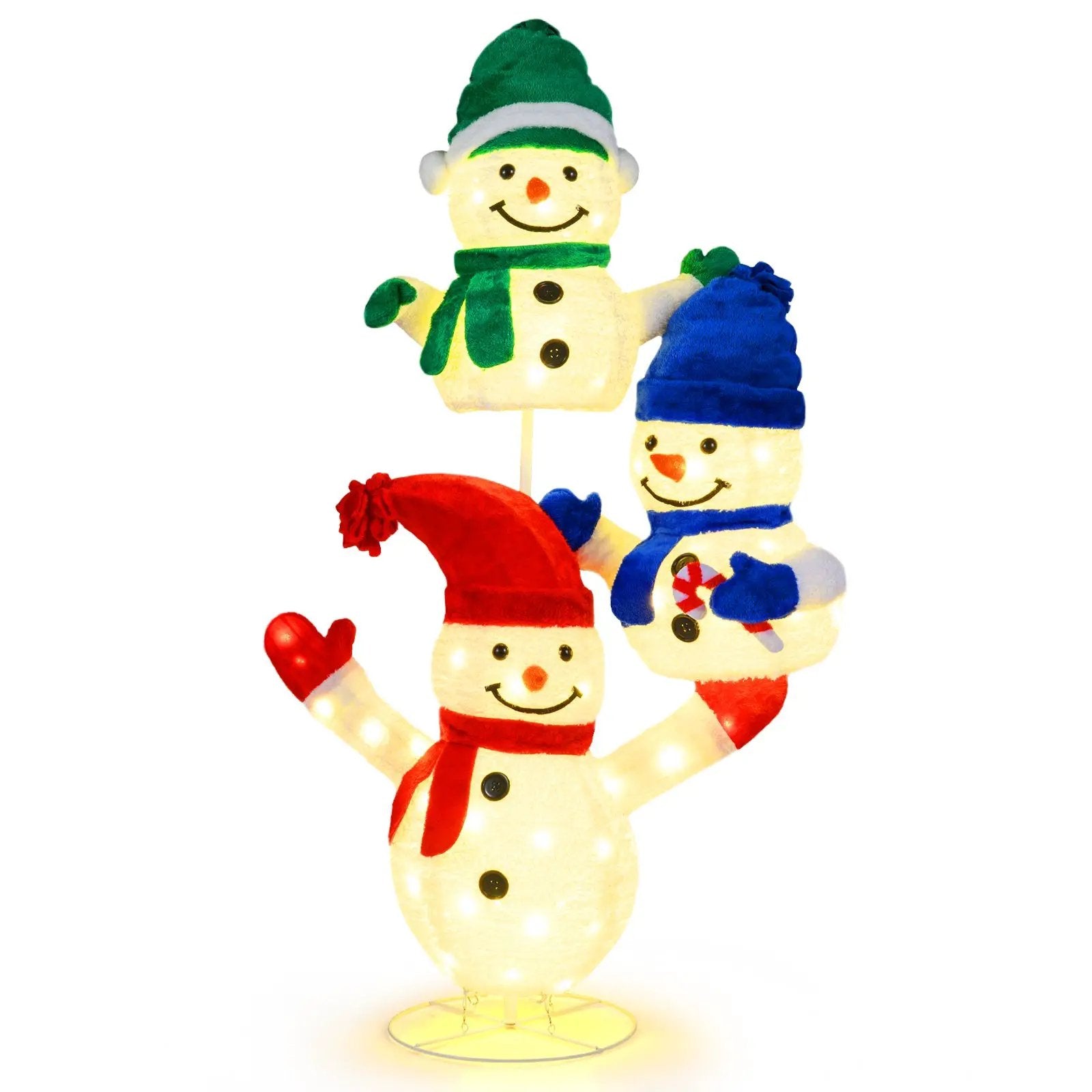 5 FT Stacked Snowman Lighted Christmas Decoration with 110 LED Lights by DirectDeals