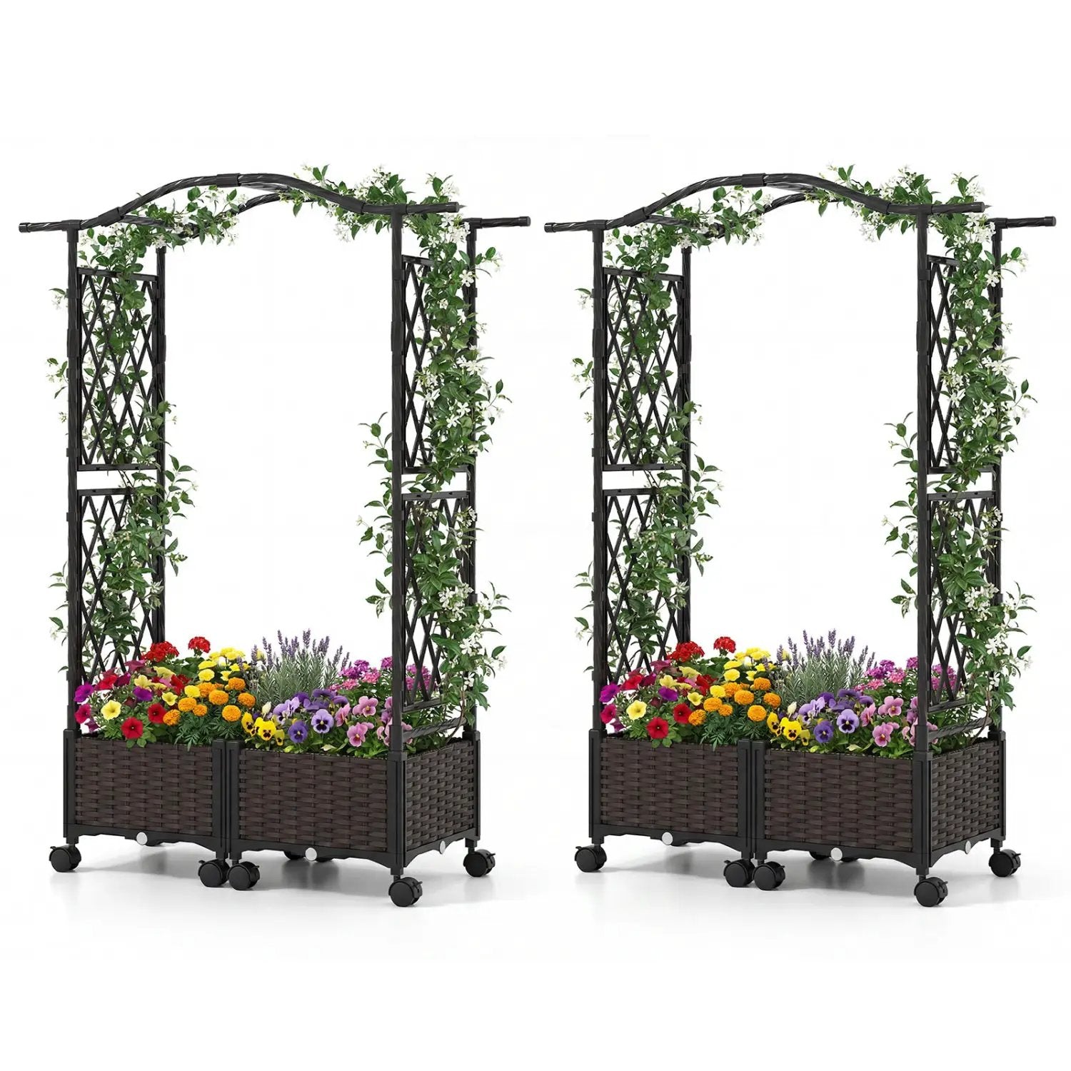 5 FT Tall Raised Garden bed with Lockable Wheels and Hanging Roof for Climbing Flowers by DirectDeals