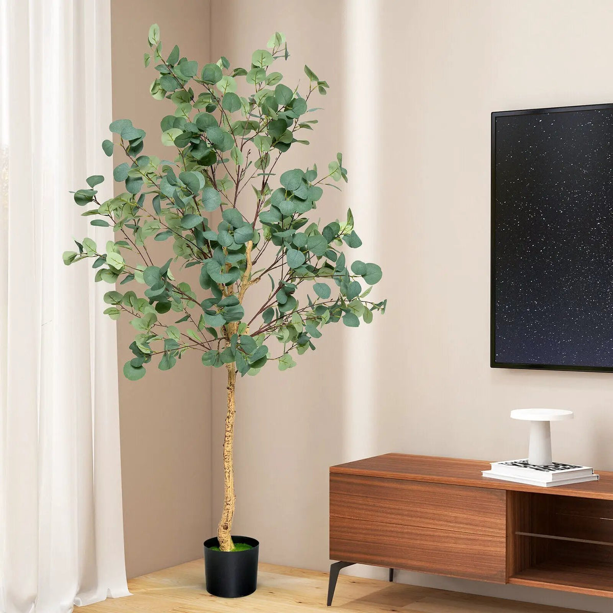 5.5 Feet Artificial Eucalyptus Tree with 517 Silver Dollar Leaves, photo 2 of 9