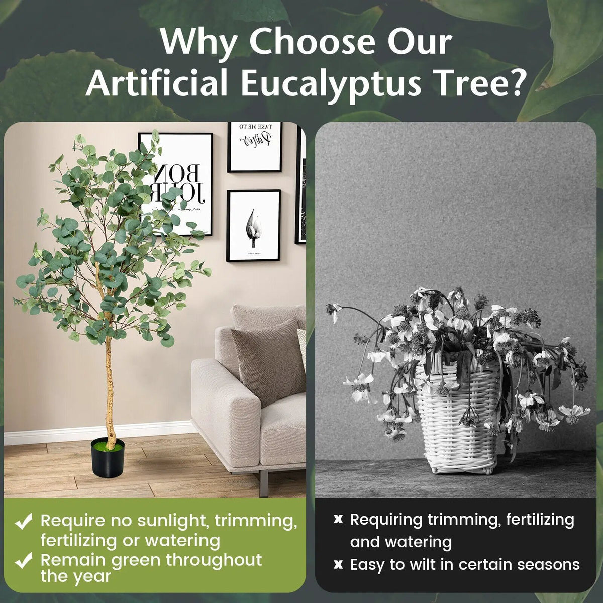 5.5 Feet Artificial Eucalyptus Tree with 517 Silver Dollar Leaves, photo 8 of 9