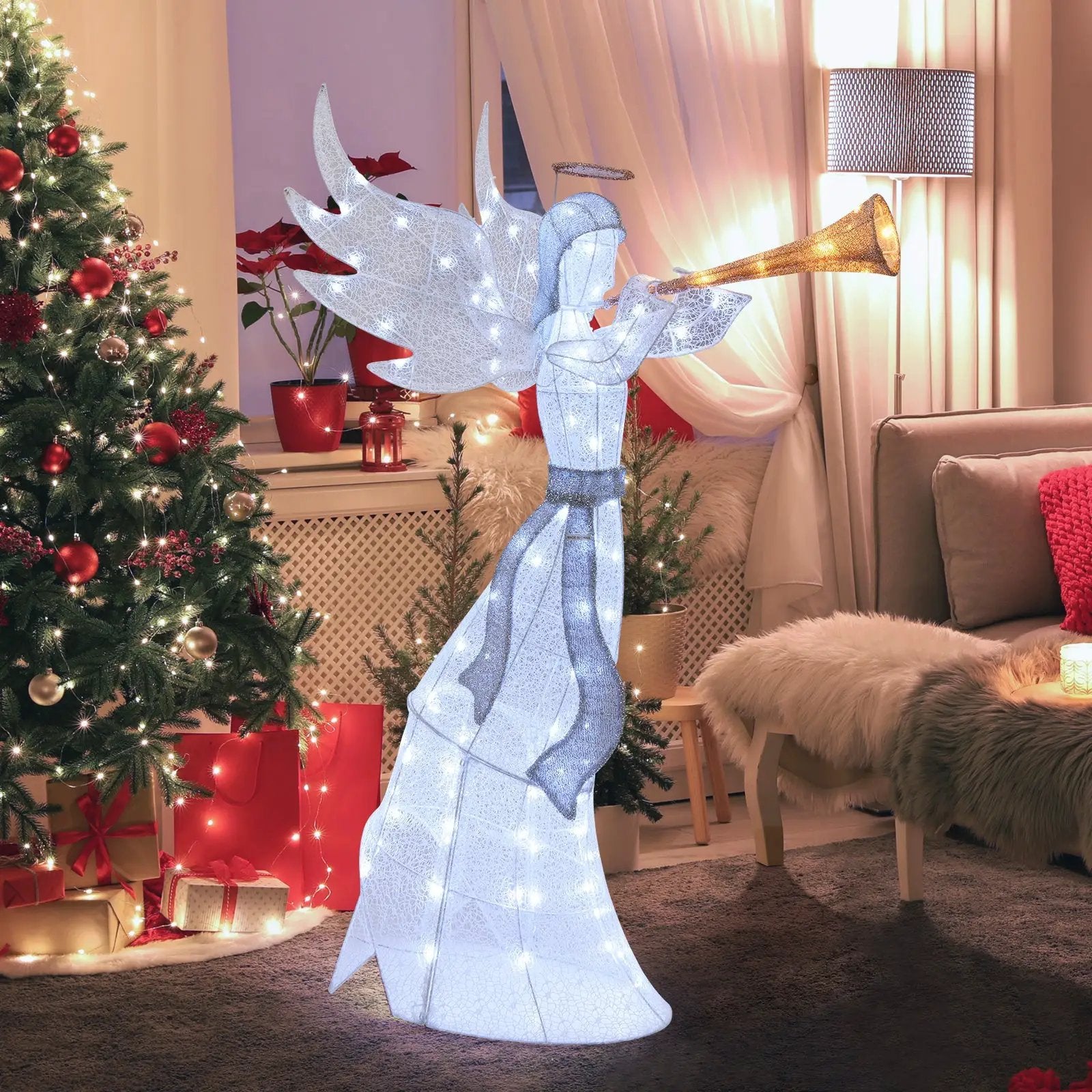 5 Feet Christmas Angel with 100 LED Lights and Ground Stakes by DirectDeals