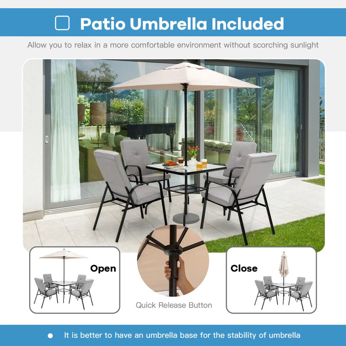 5 Foot Square Patio Market Umbrella with 4 Ribs, photo 14 of 24