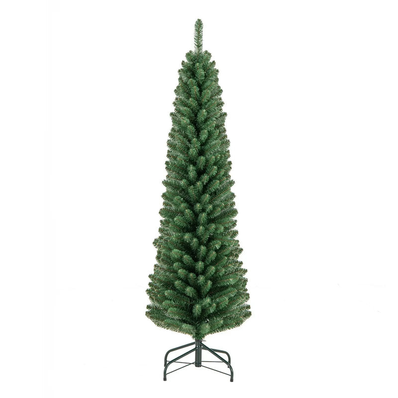 5/6/7/8 Feet Pencil Christmas Tree with 295/392/523/671 Memory Wire Branch Tips and Upgraded Metal Stand by DirectDeals