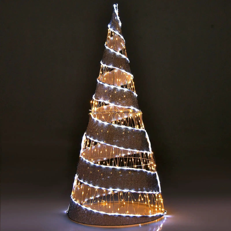 5 Feet Pre-lit Christmas Cone Tree with 300 Warm White and 250 Cold White LED Lights by DirectDeals