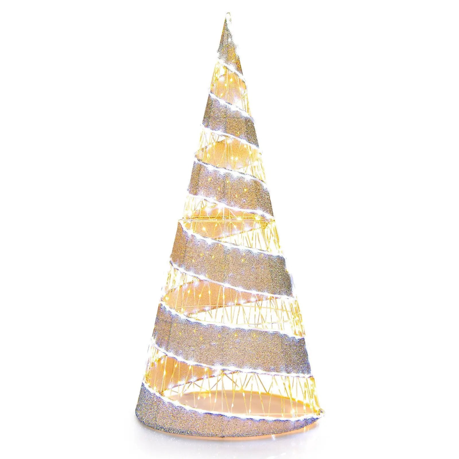 5 Feet Pre-lit Christmas Cone Tree with 300 Warm White and 250 Cold White LED Lights by DirectDeals