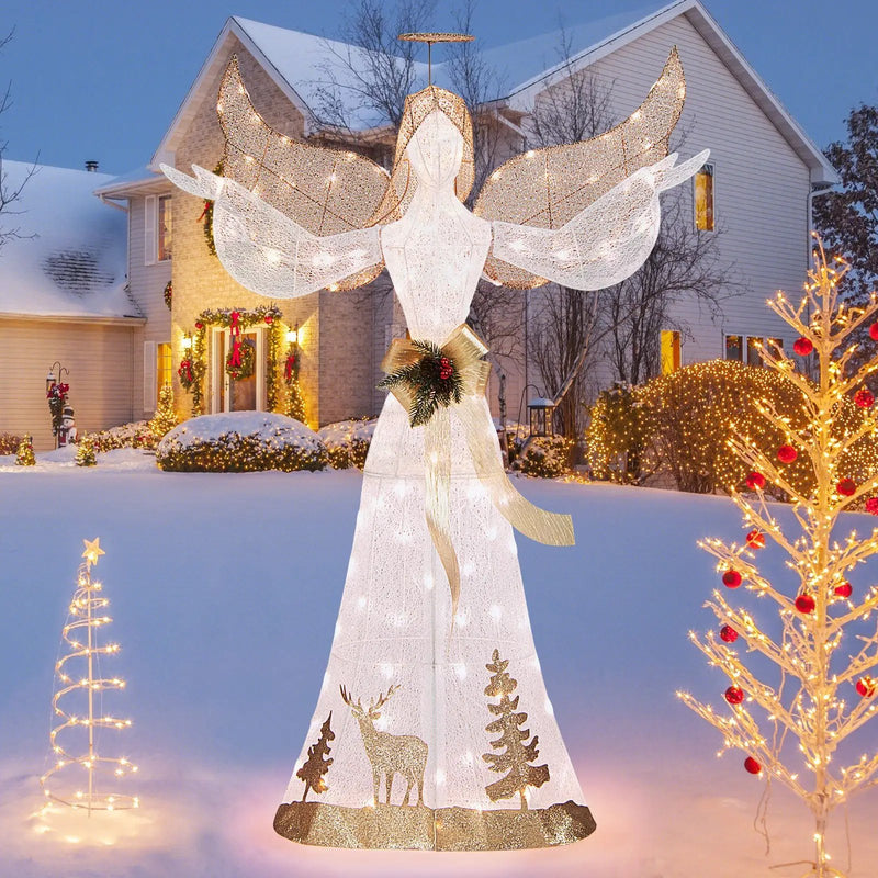 5 Feet Pre-lit 3D Glittered Christmas Angel with 100 Warm White Lights by DirectDeals