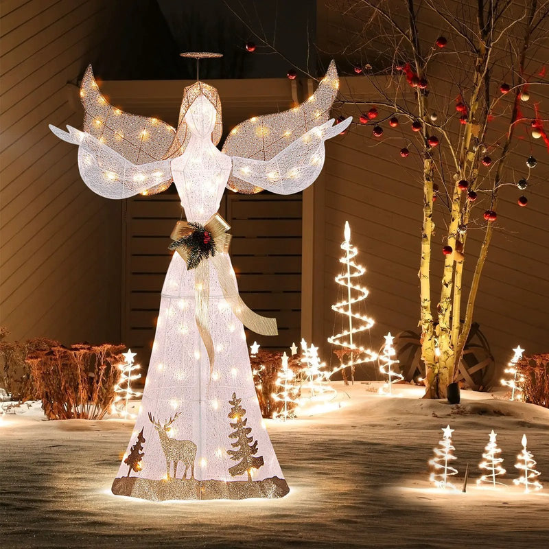 5 Feet Pre-lit 3D Glittered Christmas Angel with 100 Warm White Lights by DirectDeals