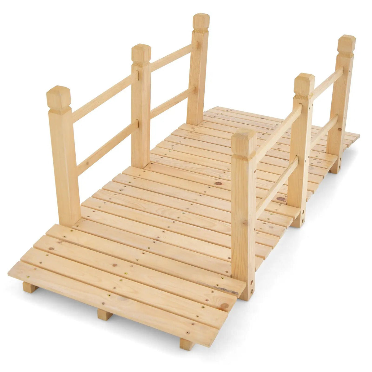 5 Feet Wooden Garden Bridge with Safety Rails, photo 9 of 9