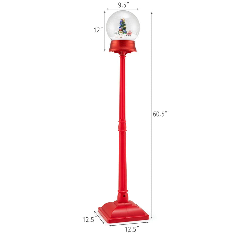5 Ft Musical Christmas Street Lamp with 8 Tunes and Blowing Snow-Red by DirectDeals