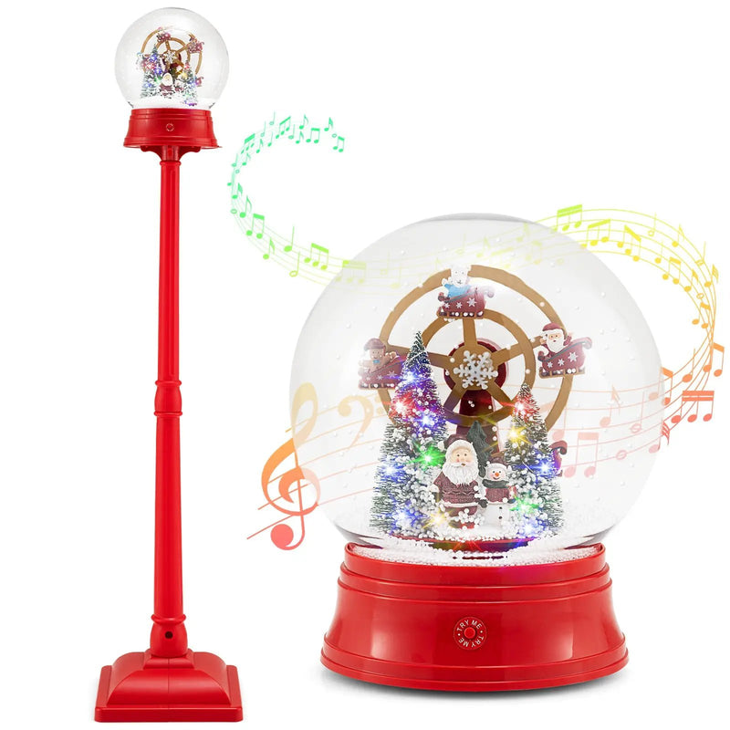 5 Ft Musical Christmas Street Lamp Snow Globe Lantern on Stand-Red by DirectDeals