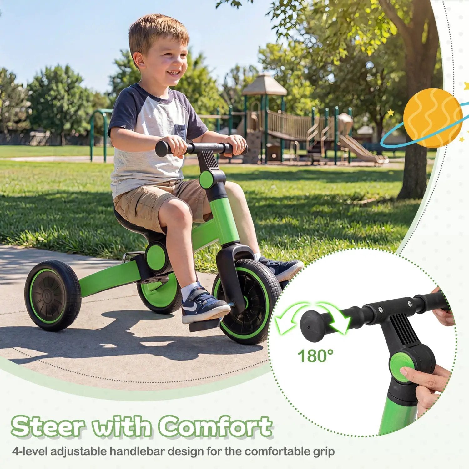5-In-1 Toddler Bike Kids Balance Bike with Removable Pedals by DirectDeals