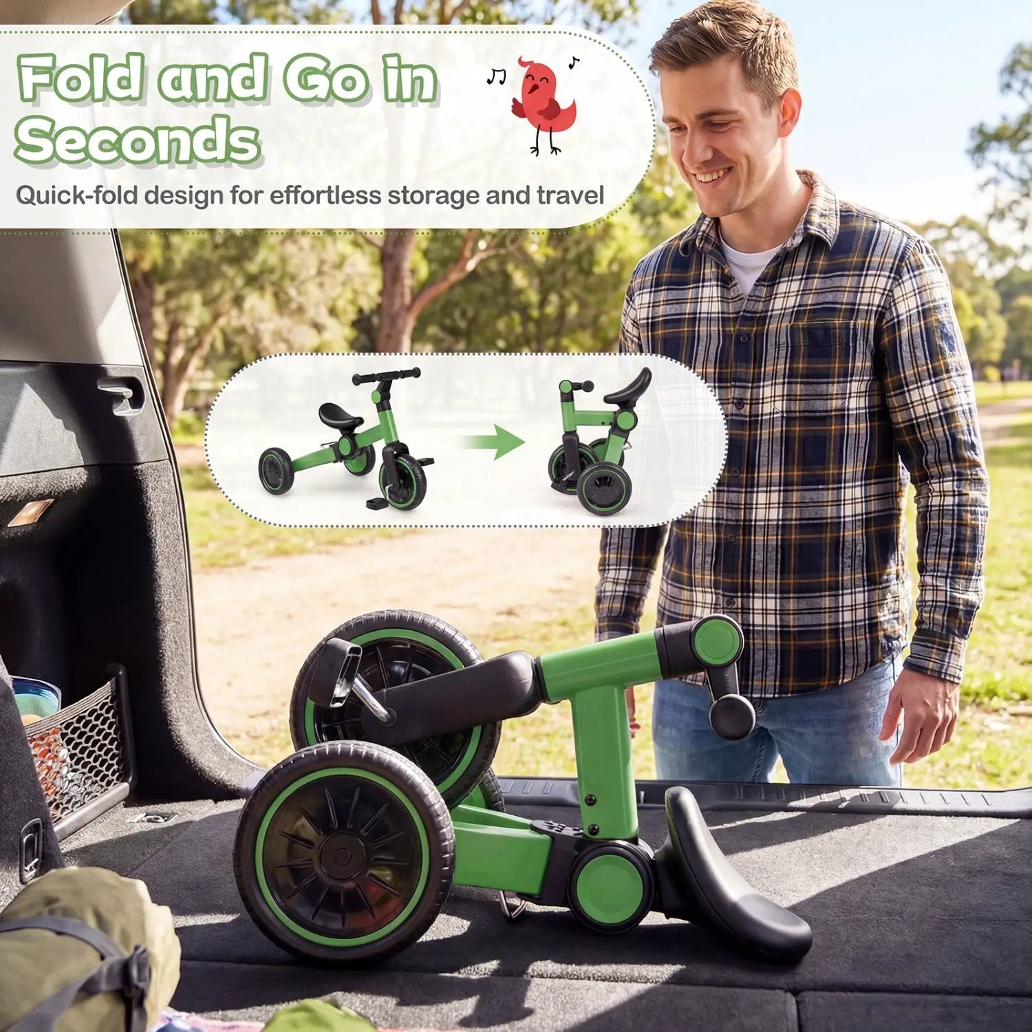 5-In-1 Toddler Bike Kids Balance Bike with Removable Pedals by DirectDeals