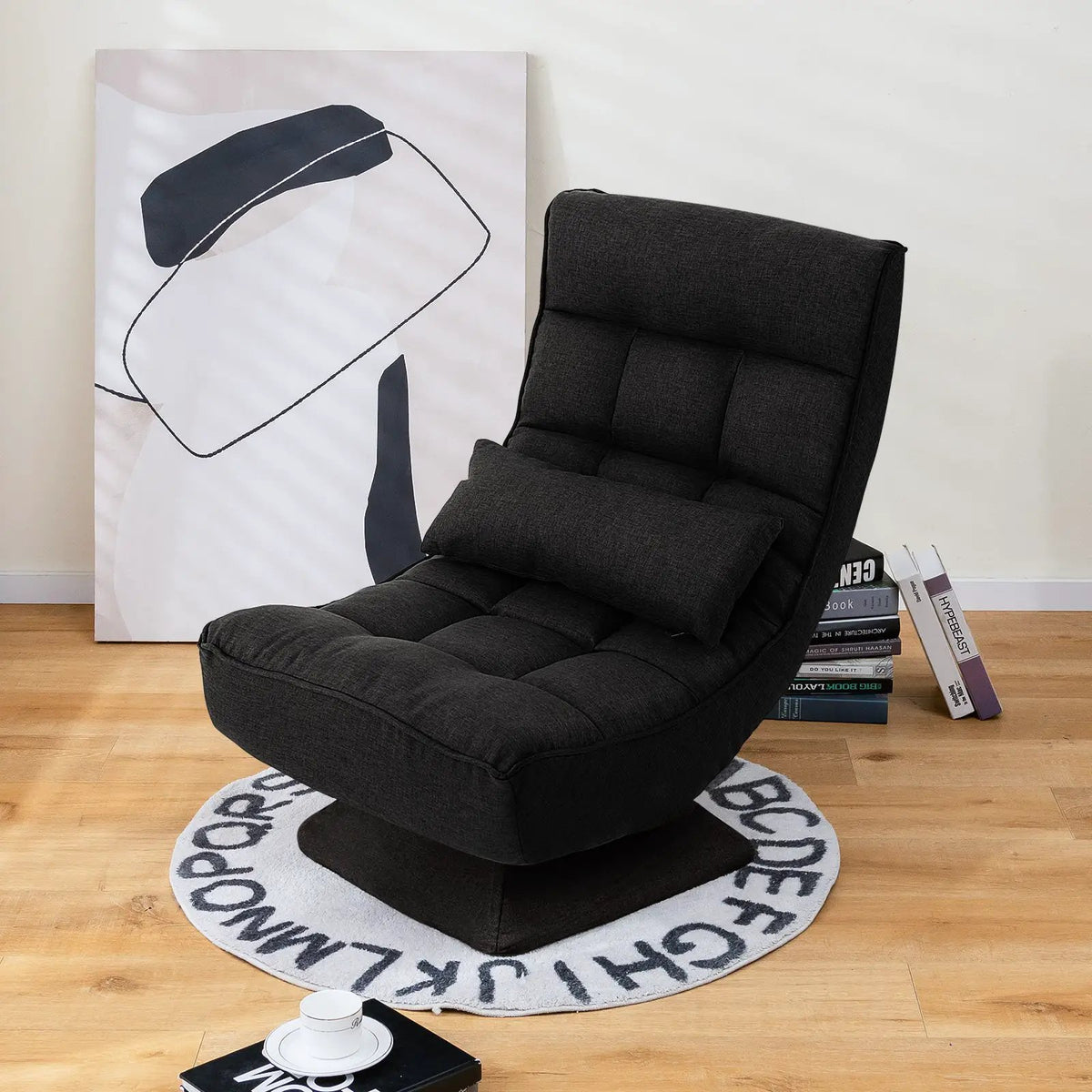 5-Level Adjustable 360° Swivel Floor Chair with Massage Pillow, photo 2 of 10