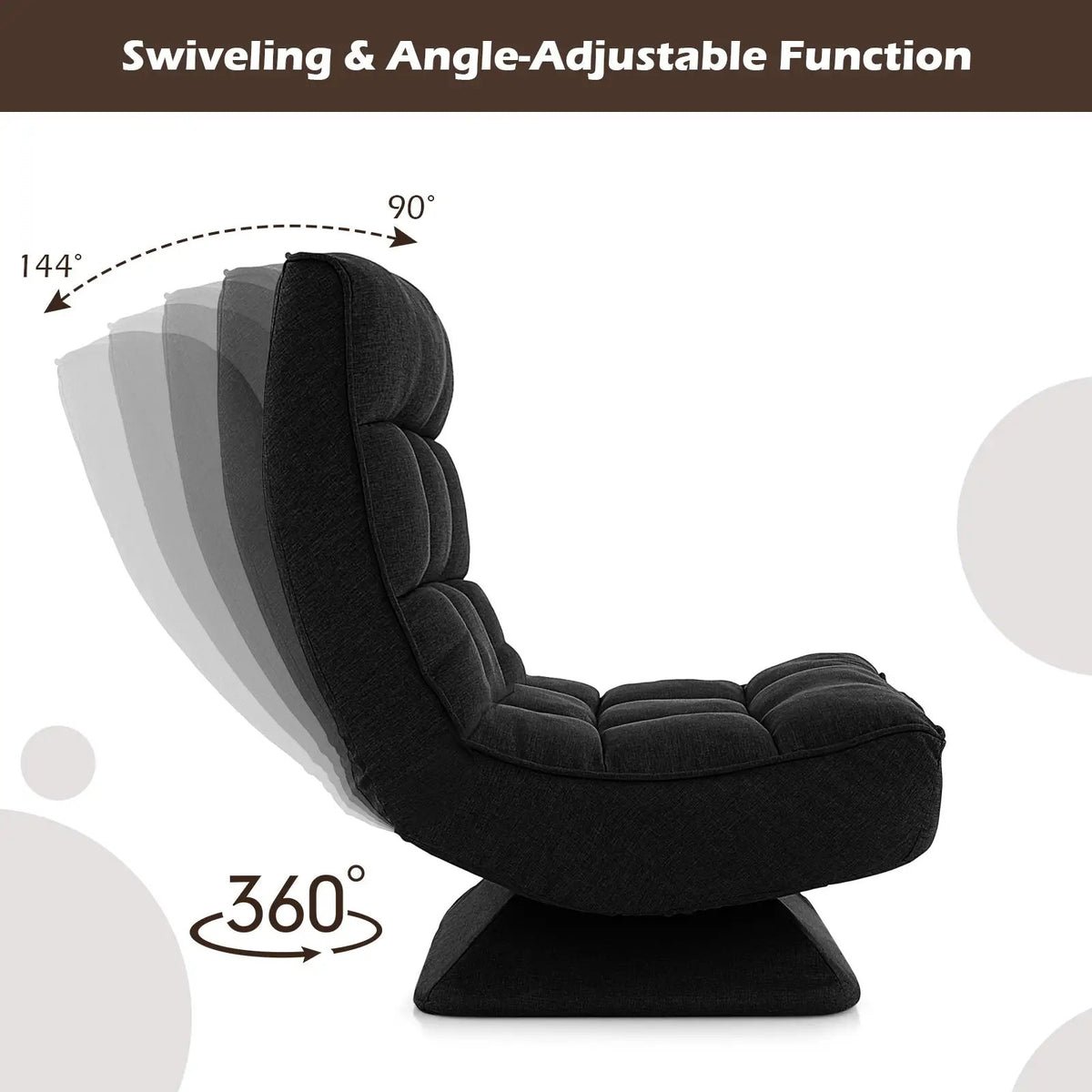 5-Level Adjustable 360° Swivel Floor Chair with Massage Pillow, photo 6 of 10