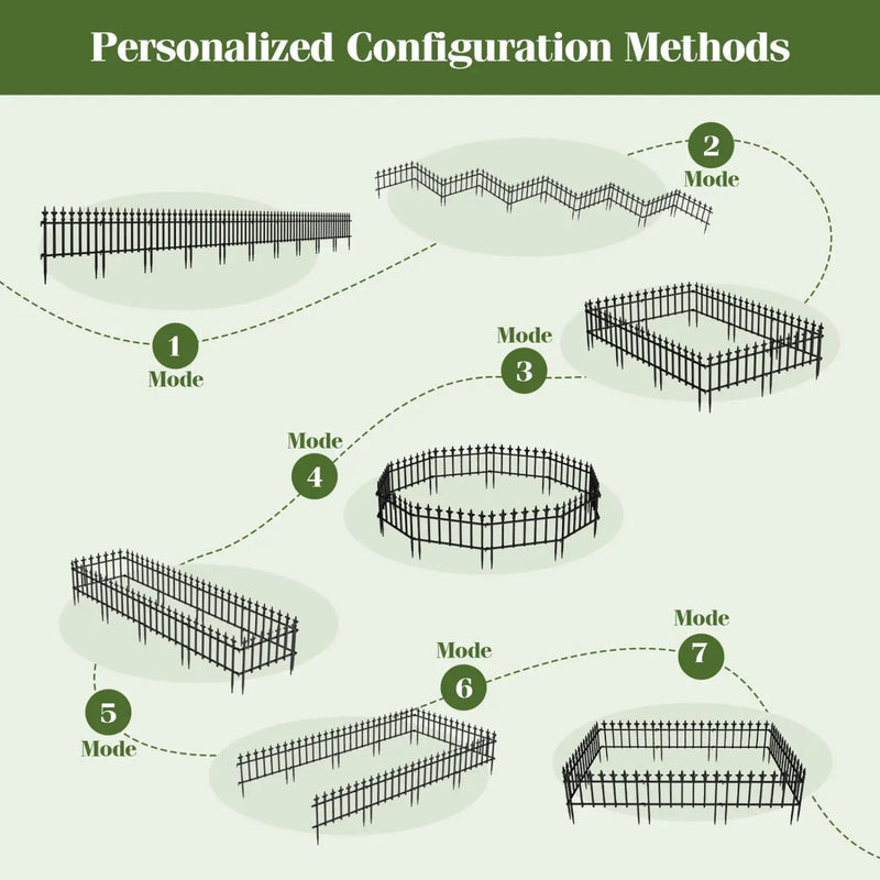 Decorative Metal Garden Fence 5-Pack or 10-Pack No-Dig by DirectDeals