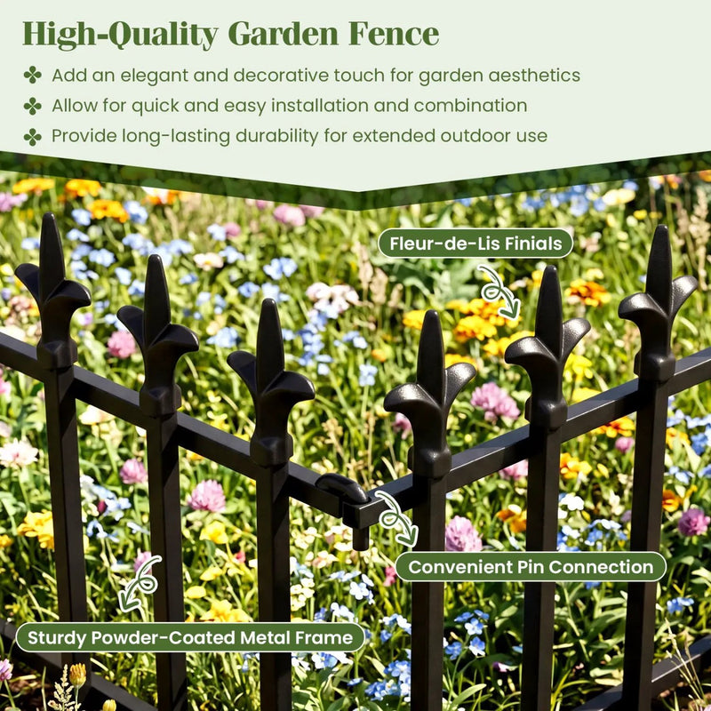 Decorative Metal Garden Fence 5-Pack or 10-Pack No-Dig by DirectDeals