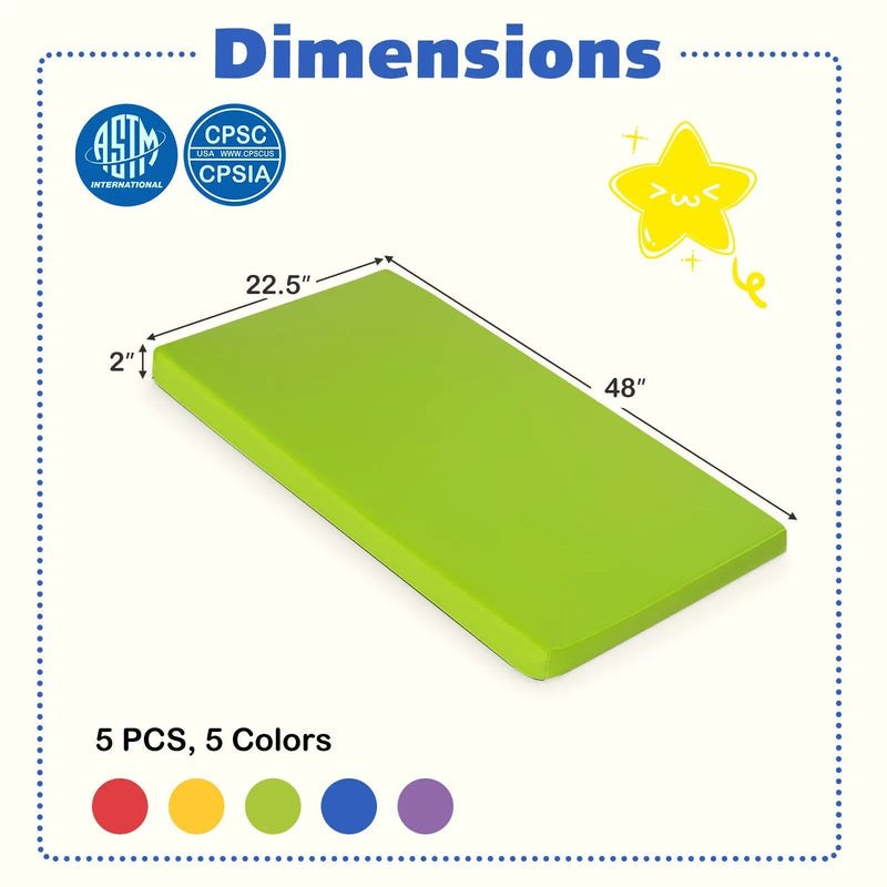 5 Pack 2 Inch Toddler Thick Rainbow Rest Nap Mats by DirectDeals