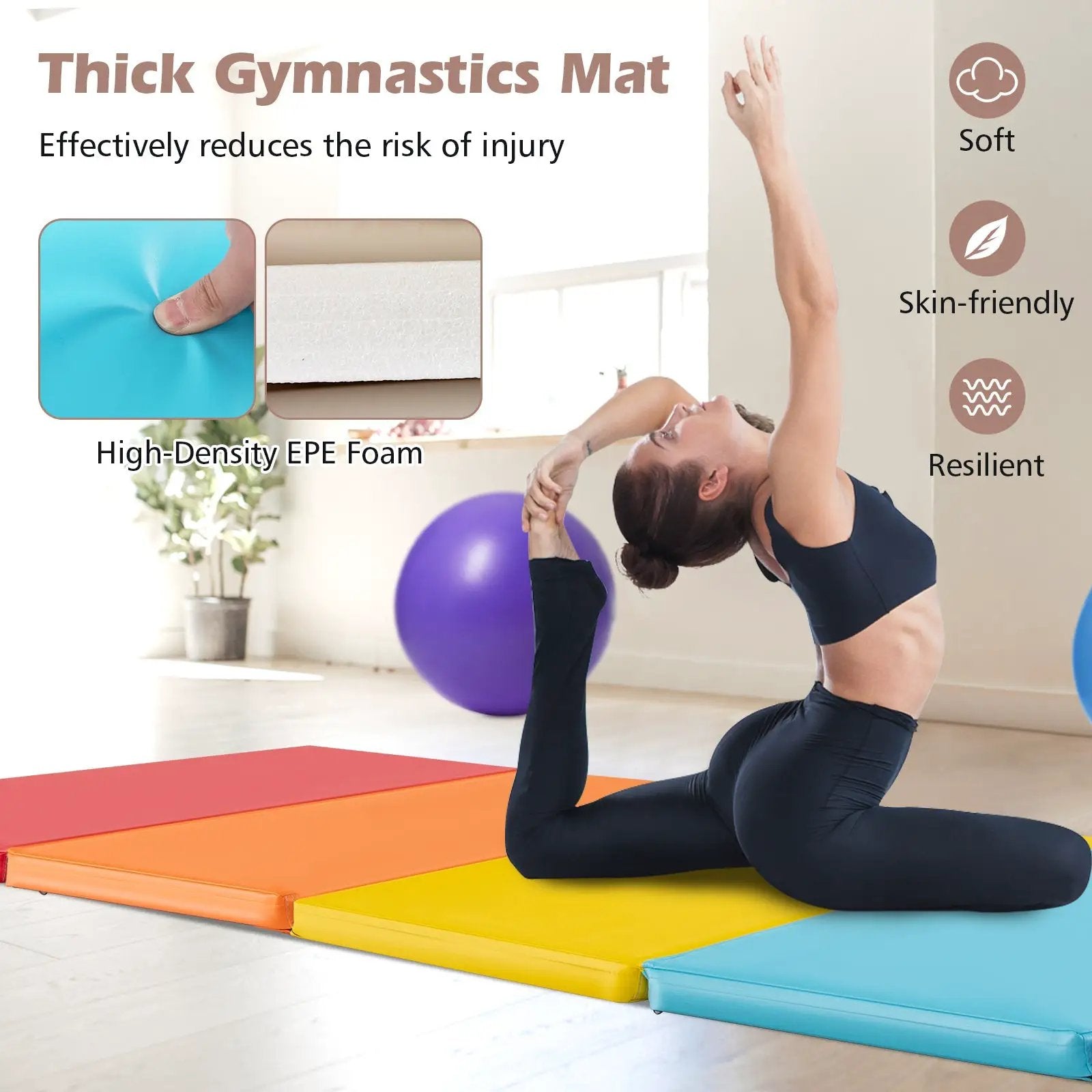 5-Panel Folding Gymnastics Mat for Kids and Adults by DirectDeals