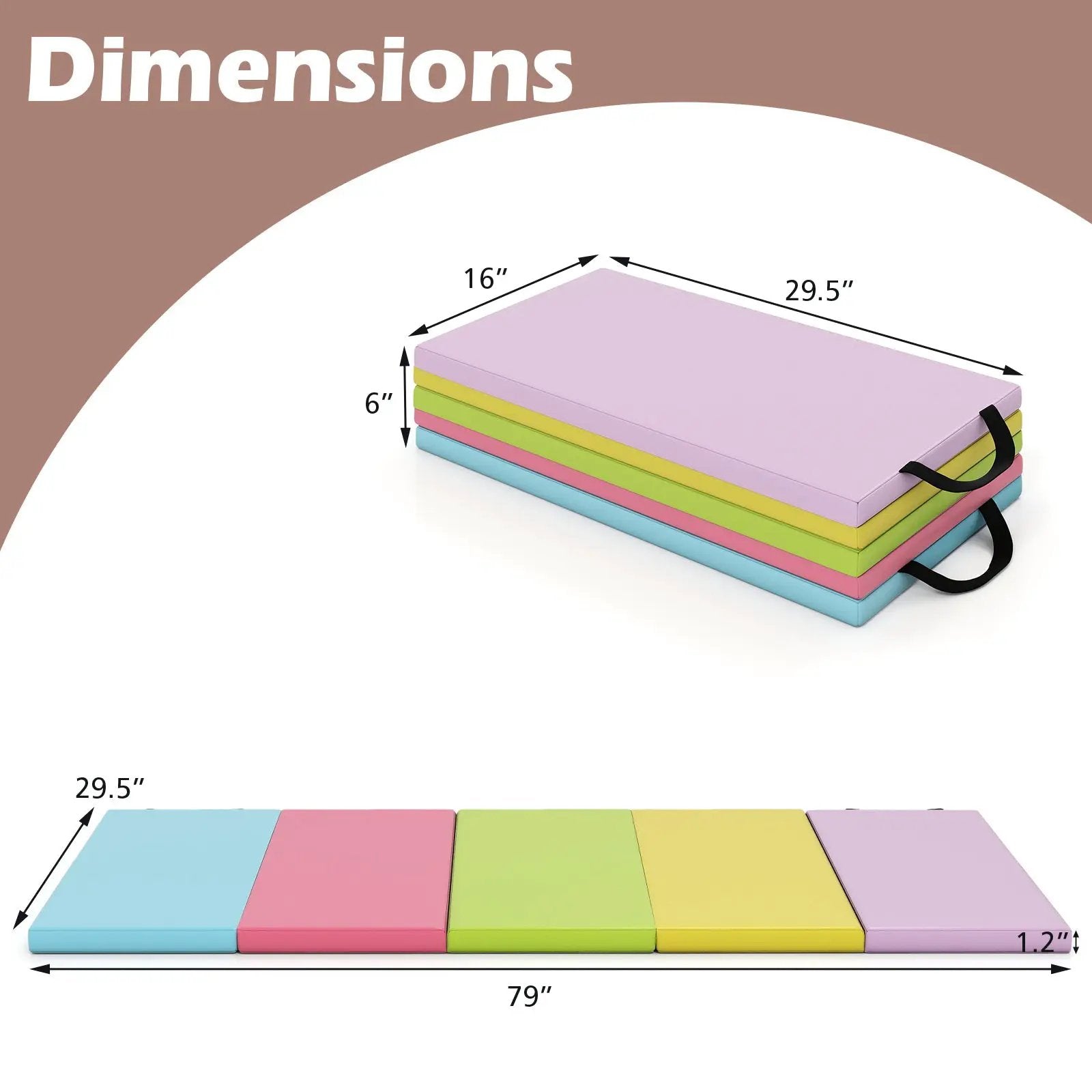 5-Panel Folding Gymnastics Mat for Kids and Adults by DirectDeals