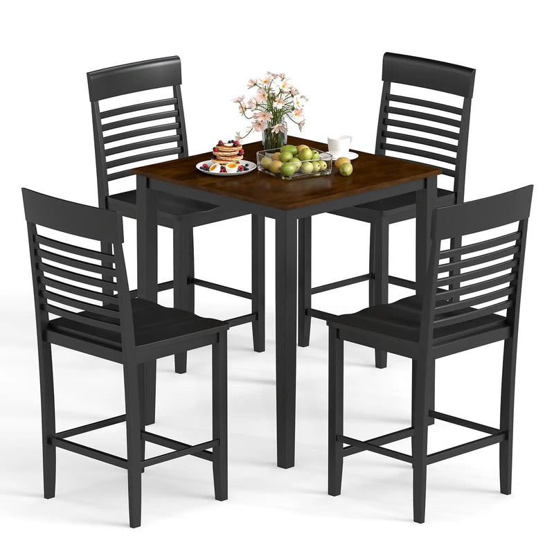 5-Piece Counter-Height Dining Table Set with Rubber Wood Frame and Footrest by DirectDeals