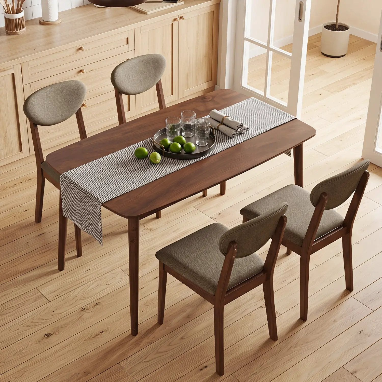 5-Piece Dining Set with Rectangular Table & 4 Fabric Chairs by DirectDeals