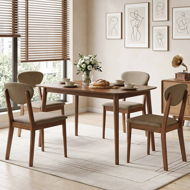 5-Piece Dining Set with Rectangular Table & 4 Fabric Chairs by DirectDeals