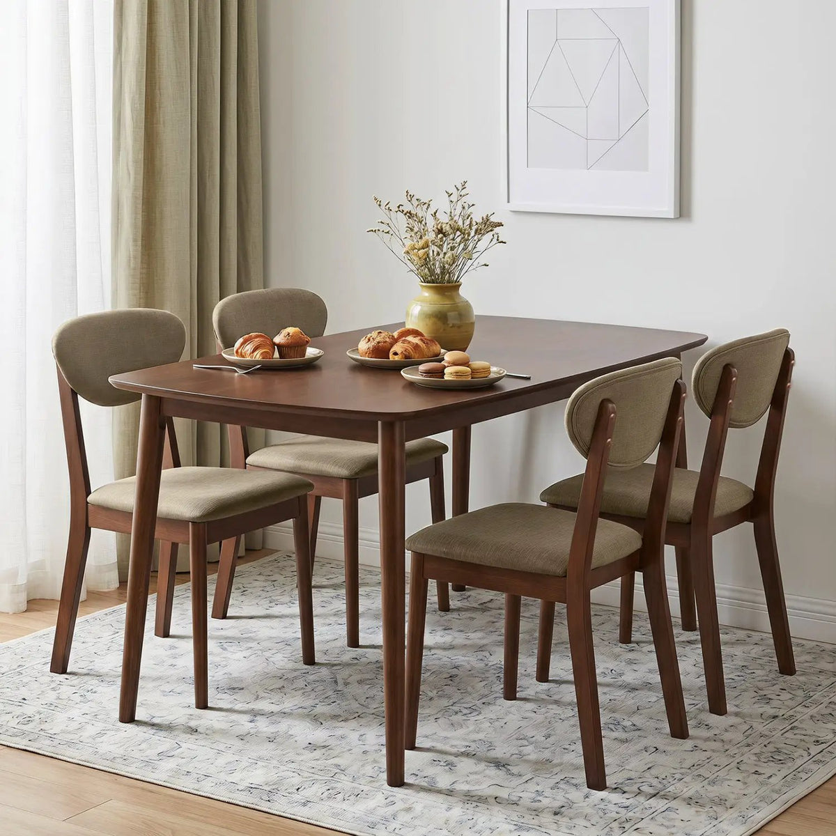 5-Piece Dining Set with Rectangular Table & 4 Fabric Chairs, photo 14 of 16