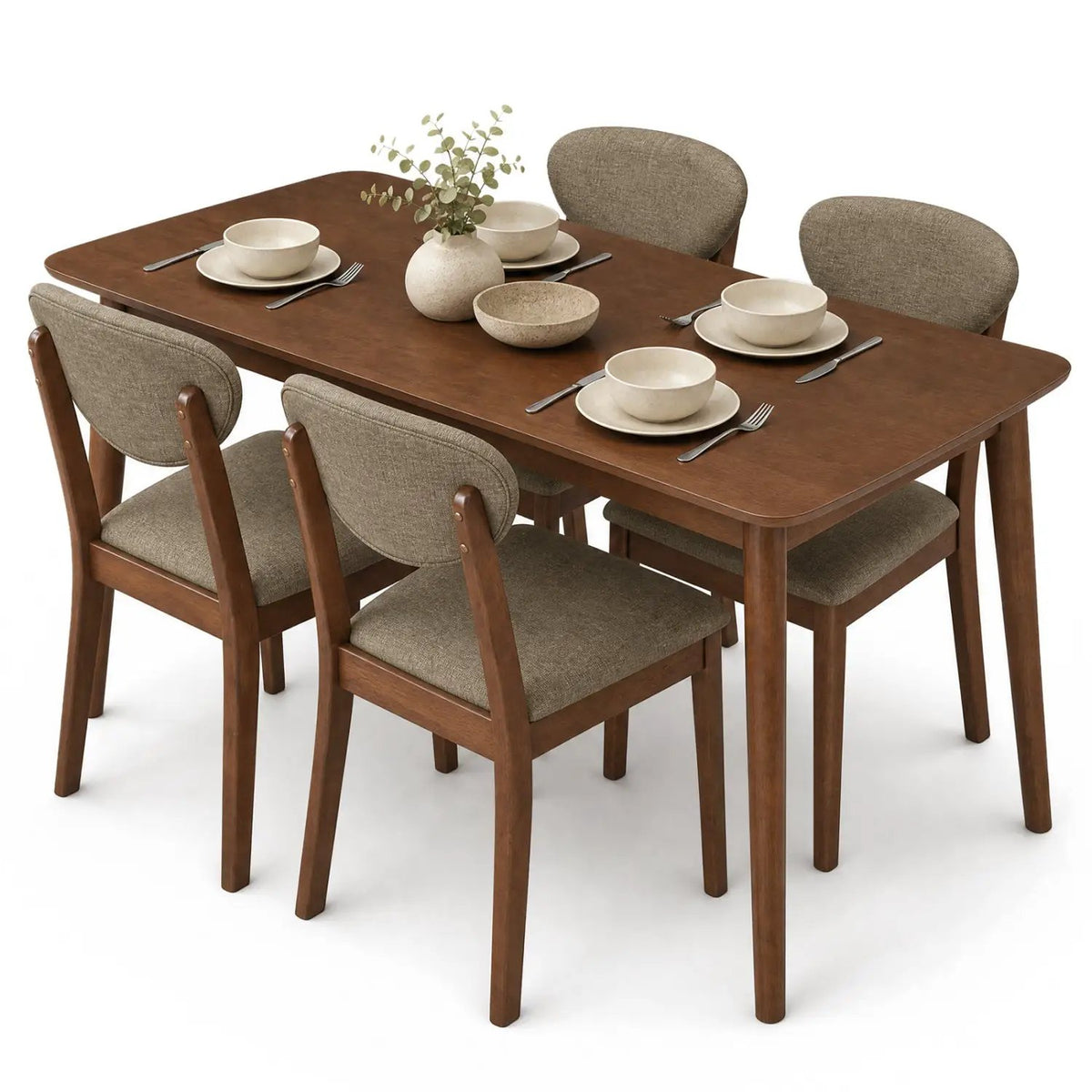 5-Piece Dining Set with Rectangular Table & 4 Fabric Chairs, photo 15 of 16