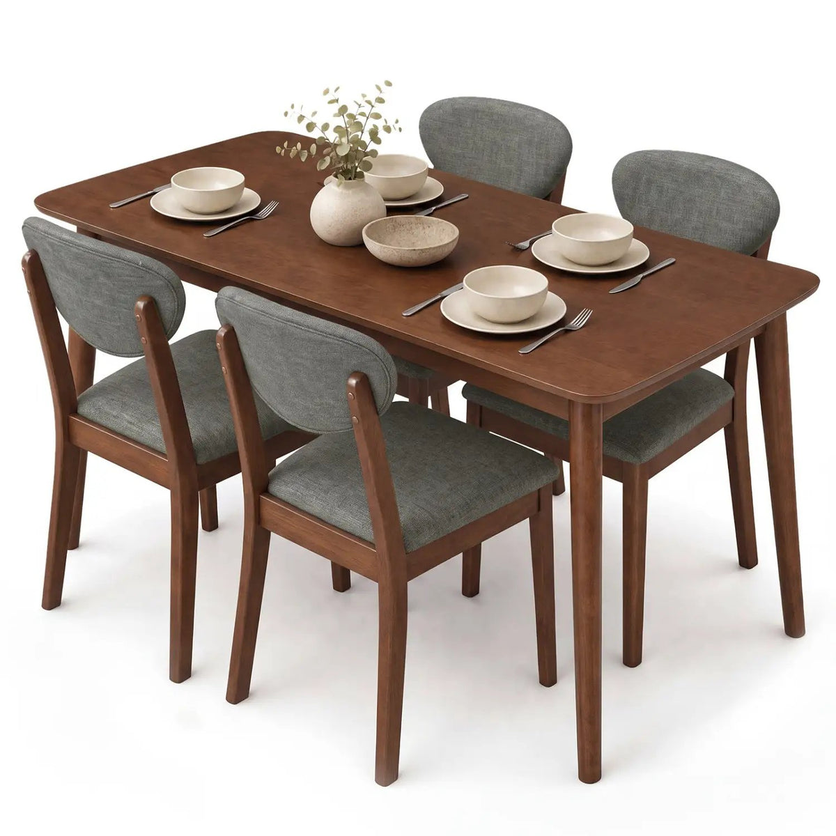 5-Piece Dining Set with Rectangular Table & 4 Fabric Chairs, photo 7 of 16