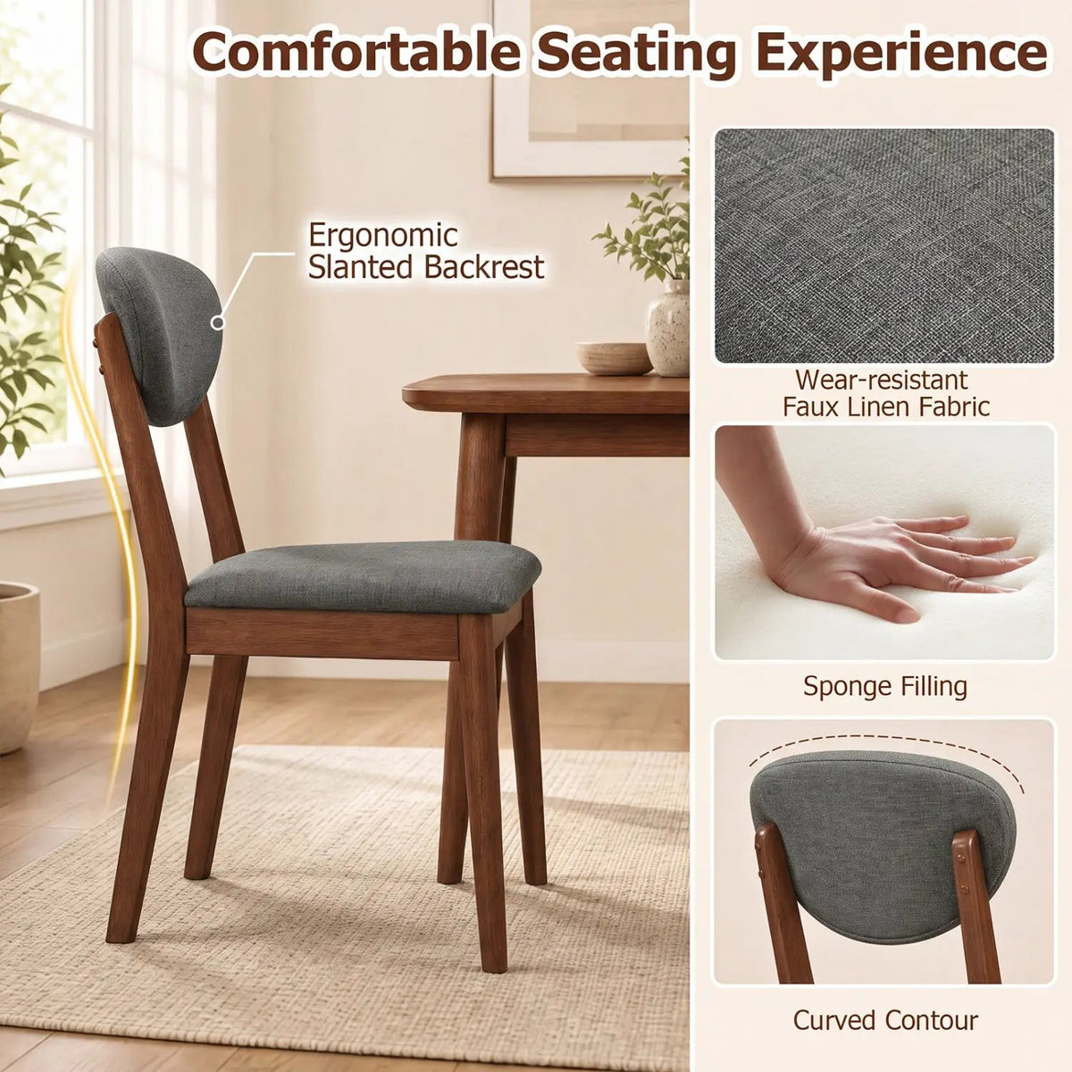 5-Piece Dining Set with Rectangular Table & 4 Fabric Chairs, photo 8 of 16