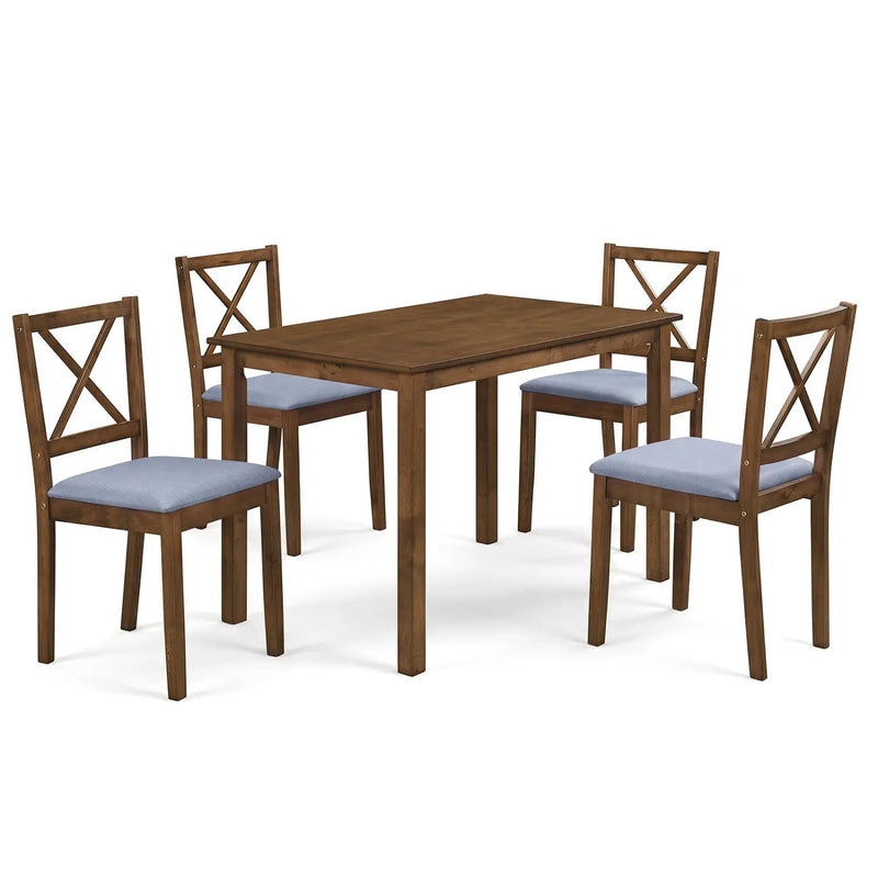 5-Piece Dining Set with Rectangular Table & Fabric Chairs by DirectDeals