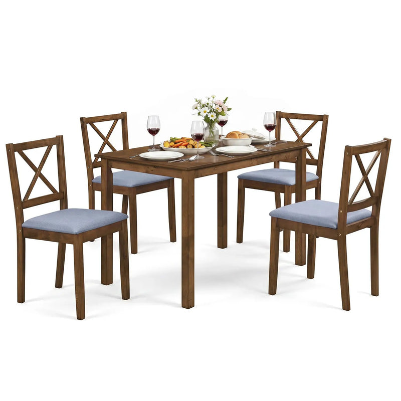 5-Piece Dining Set with Rectangular Table & Fabric Chairs by DirectDeals