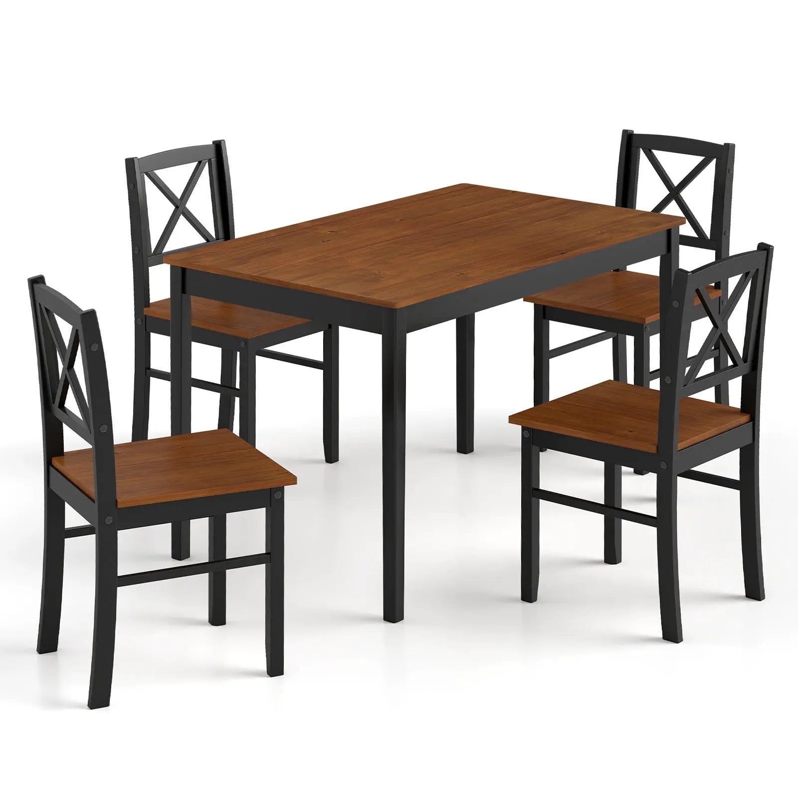 5 Piece Dining Table Set with Rectangular Kitchen Table and 4 Chairs for 4 People-Coffee by DirectDeals