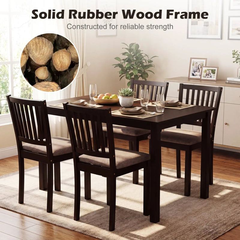 5-Piece Dining Table Set for 4 Rectangular Kitchen Table with 4 Upholstered Chairs by DirectDeals