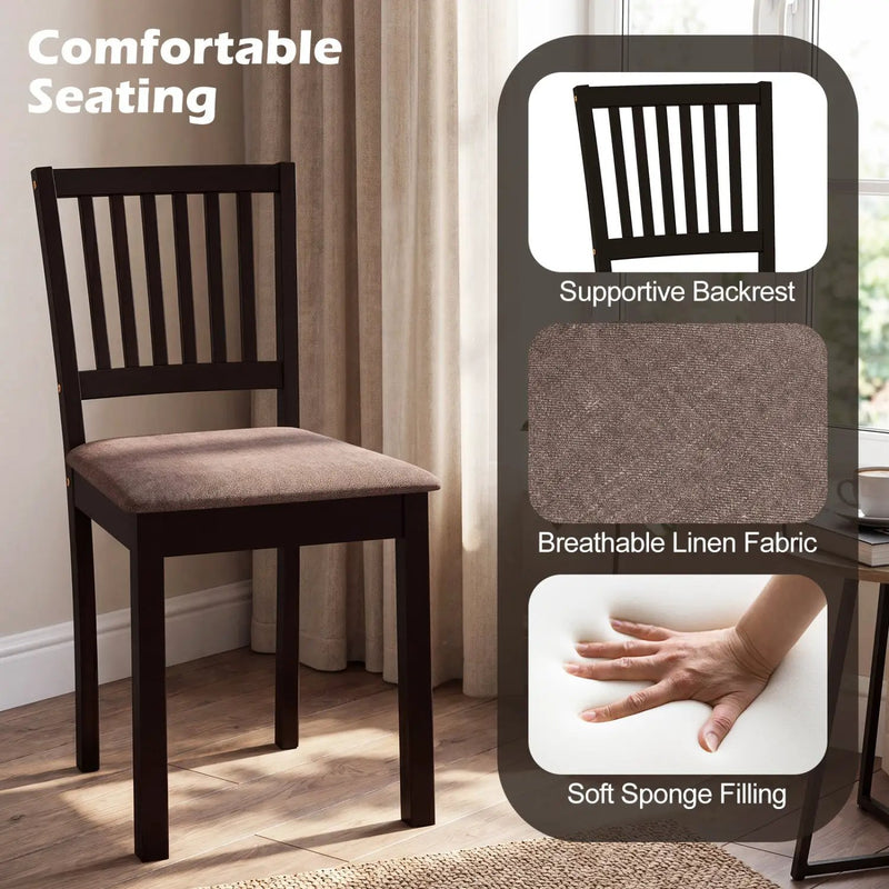 5-Piece Dining Table Set for 4 Rectangular Kitchen Table with 4 Upholstered Chairs by DirectDeals