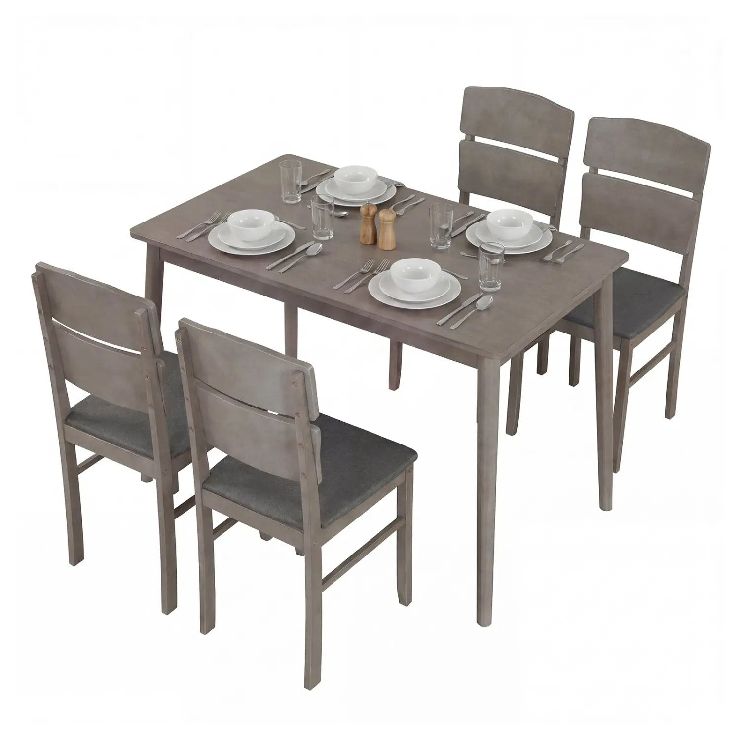 5-Piece Dining Table Set with High Curved Back Chairs by DirectDeals