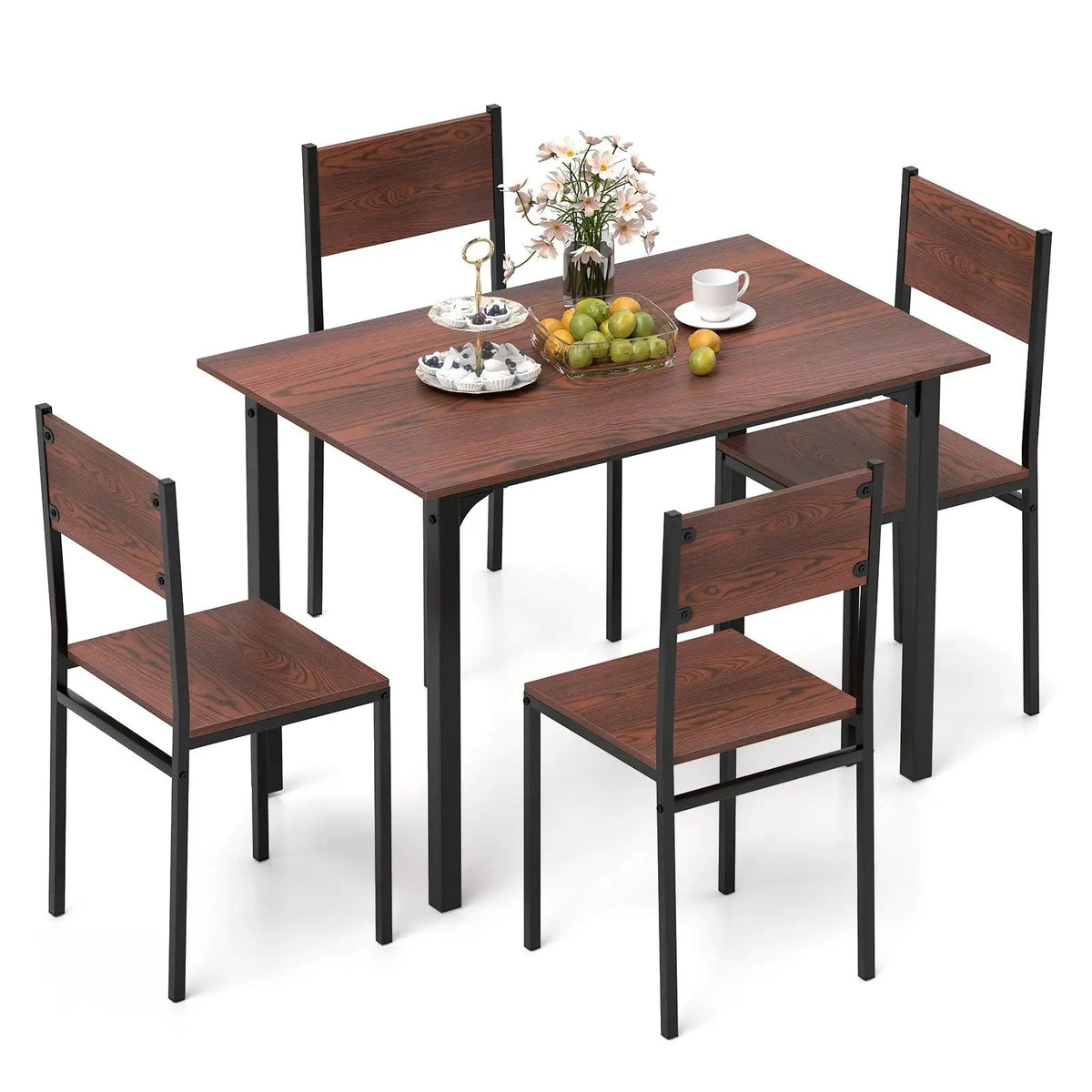5 Piece Dining Table Set Industrial Style Kitchen Table and Chairs for 4 by DirectDeals