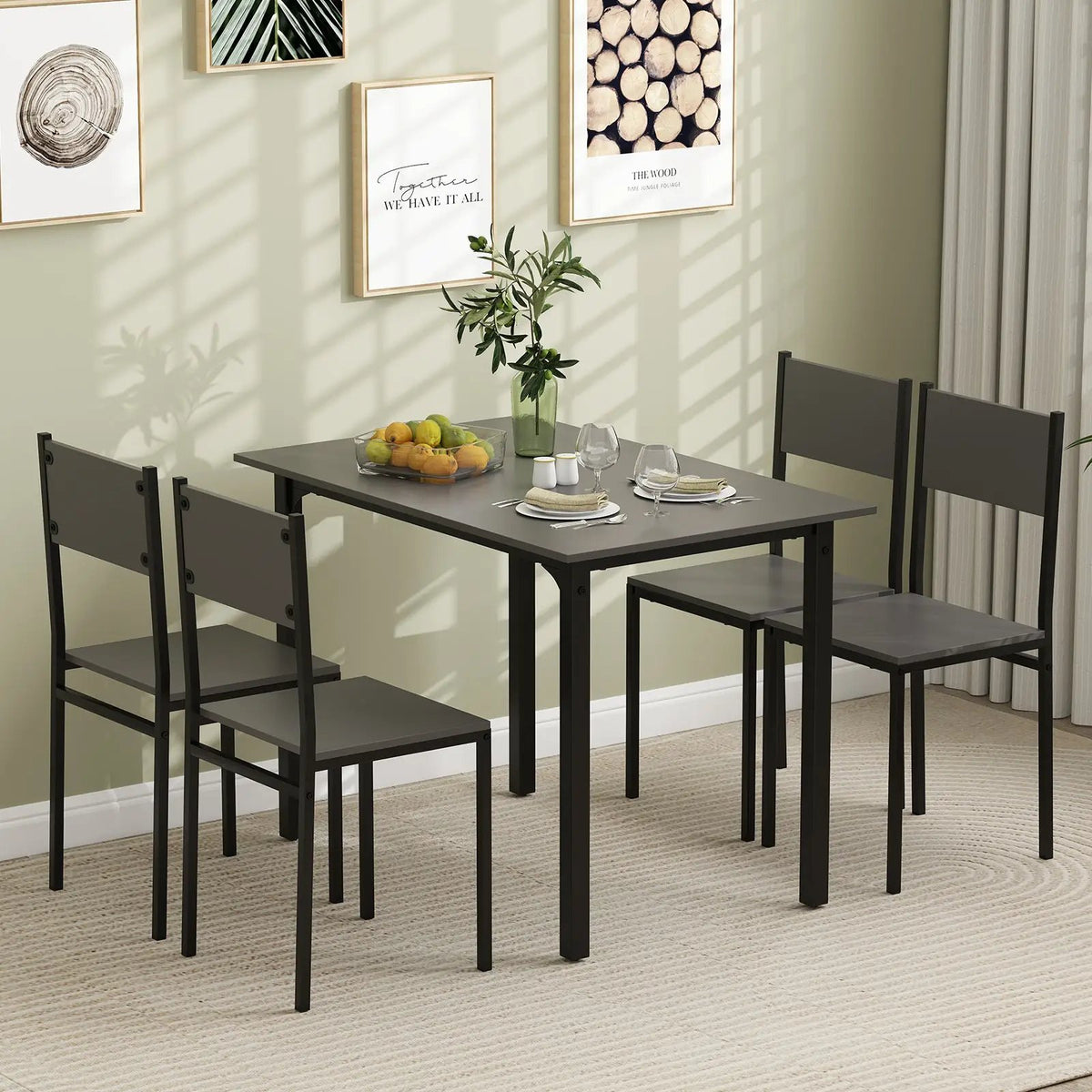 5 Piece Dining Table Set Industrial Style Kitchen Table and Chairs for 4 by DirectDeals
