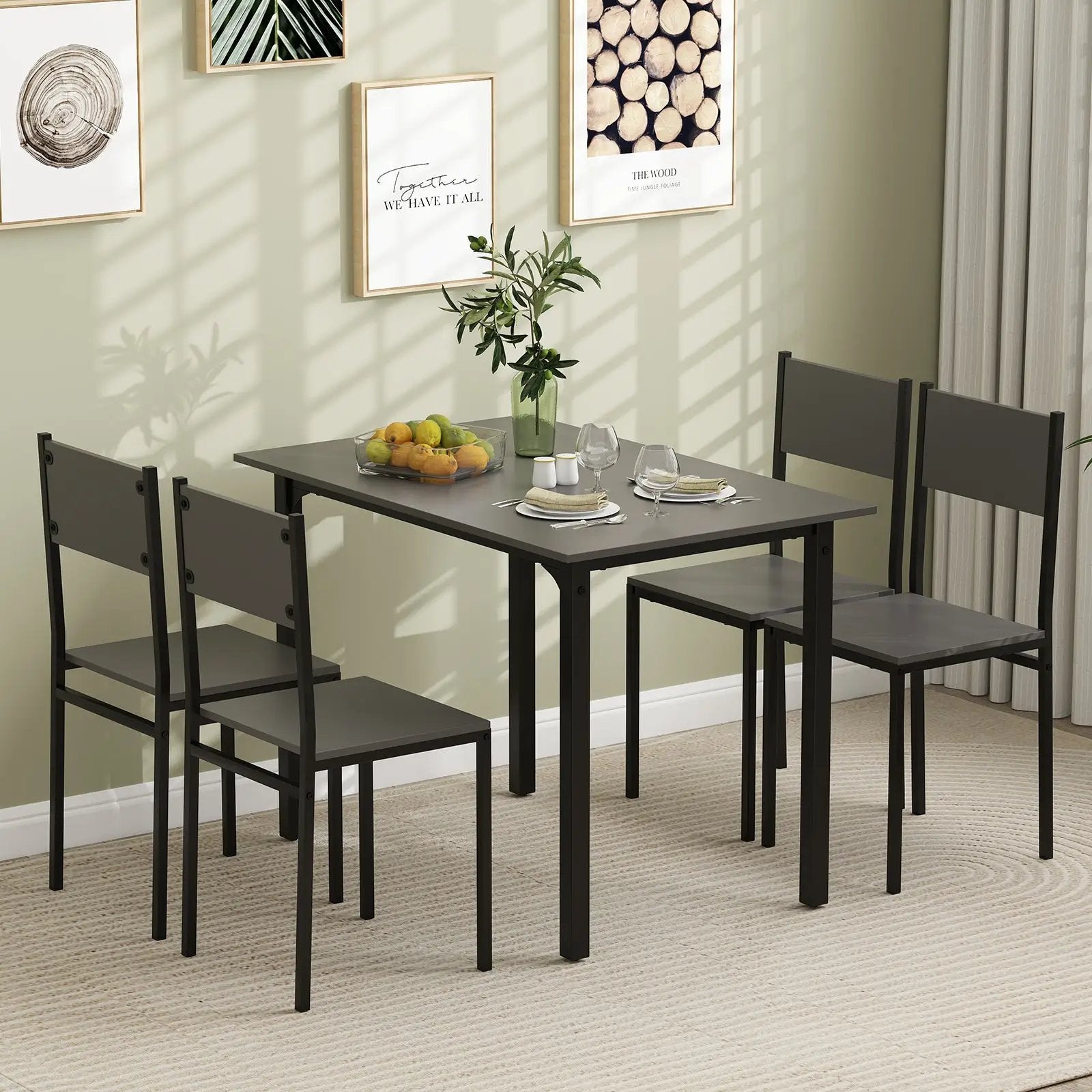 5 Piece Dining Table Set Industrial Style Kitchen Table and Chairs for 4 by DirectDeals
