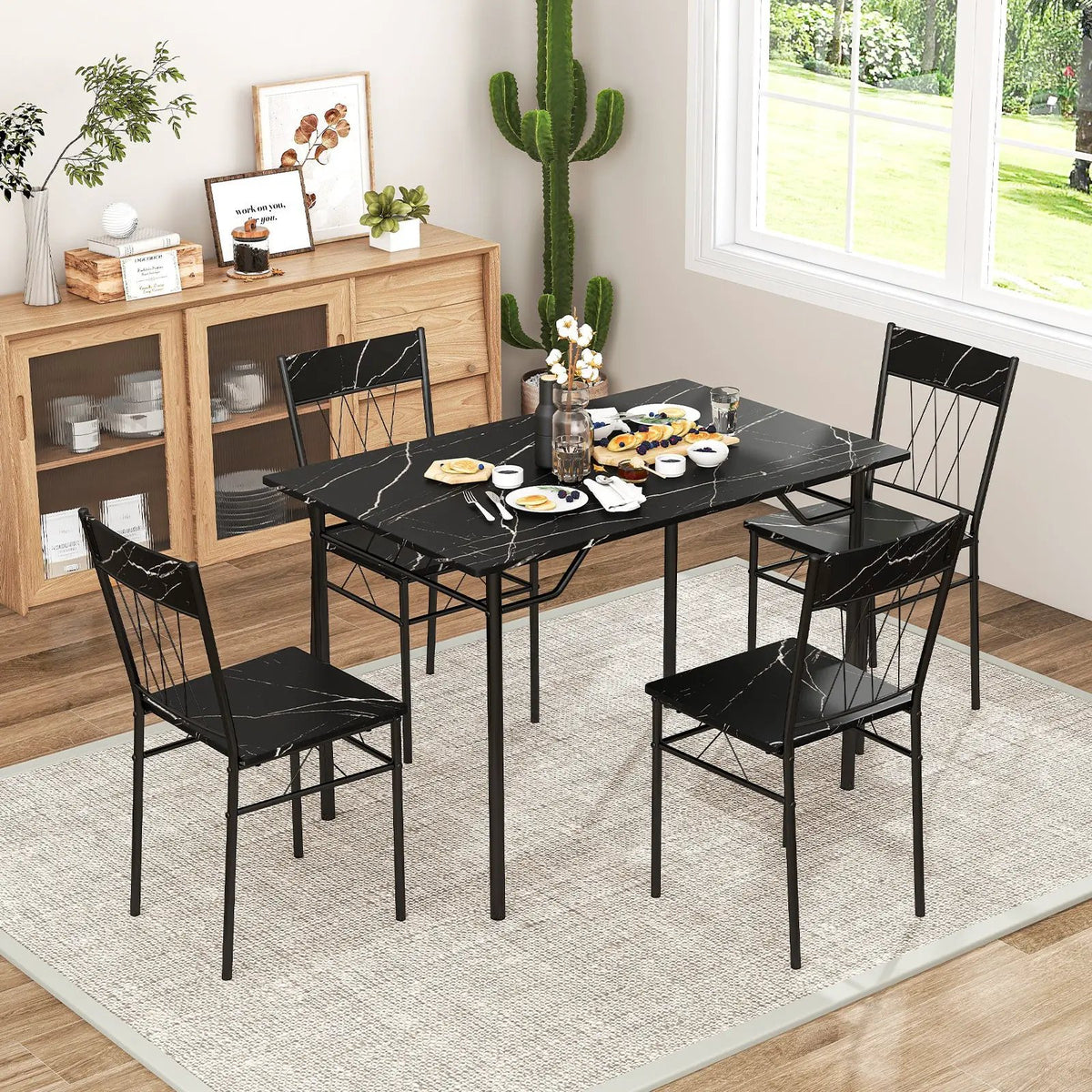 5-Piece Dining Table Set for 4 with Kitchen Table and 4 Dining Chairs by DirectDeals