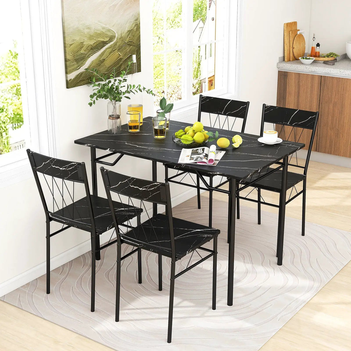 5-Piece Dining Table Set for 4 with Kitchen Table and 4 Dining Chairs by DirectDeals