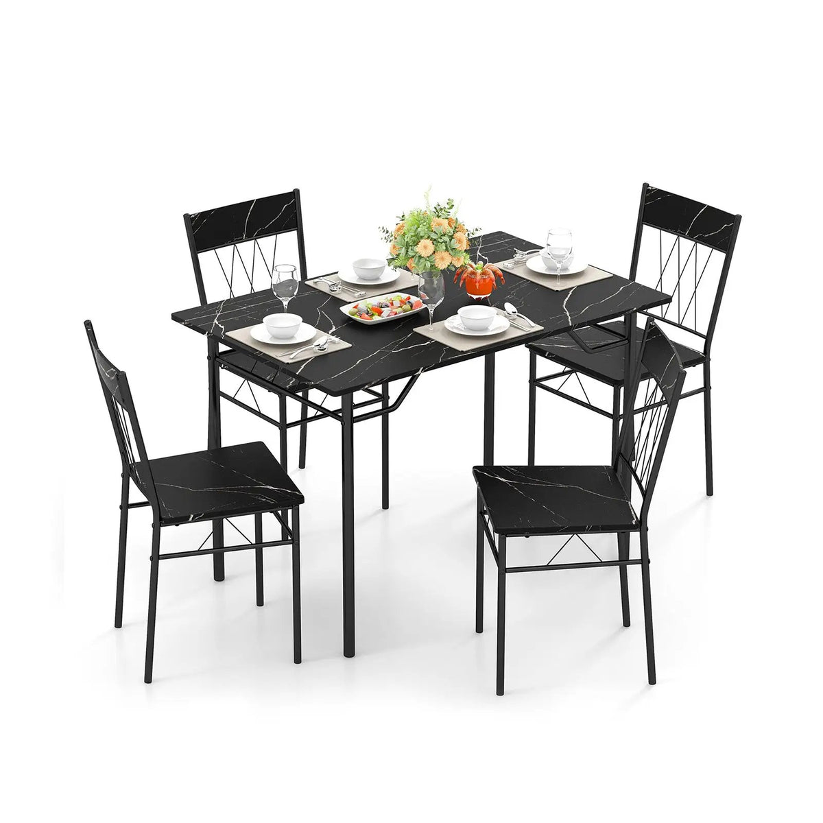 5-Piece Dining Table Set for 4 with Kitchen Table and 4 Dining Chairs by DirectDeals