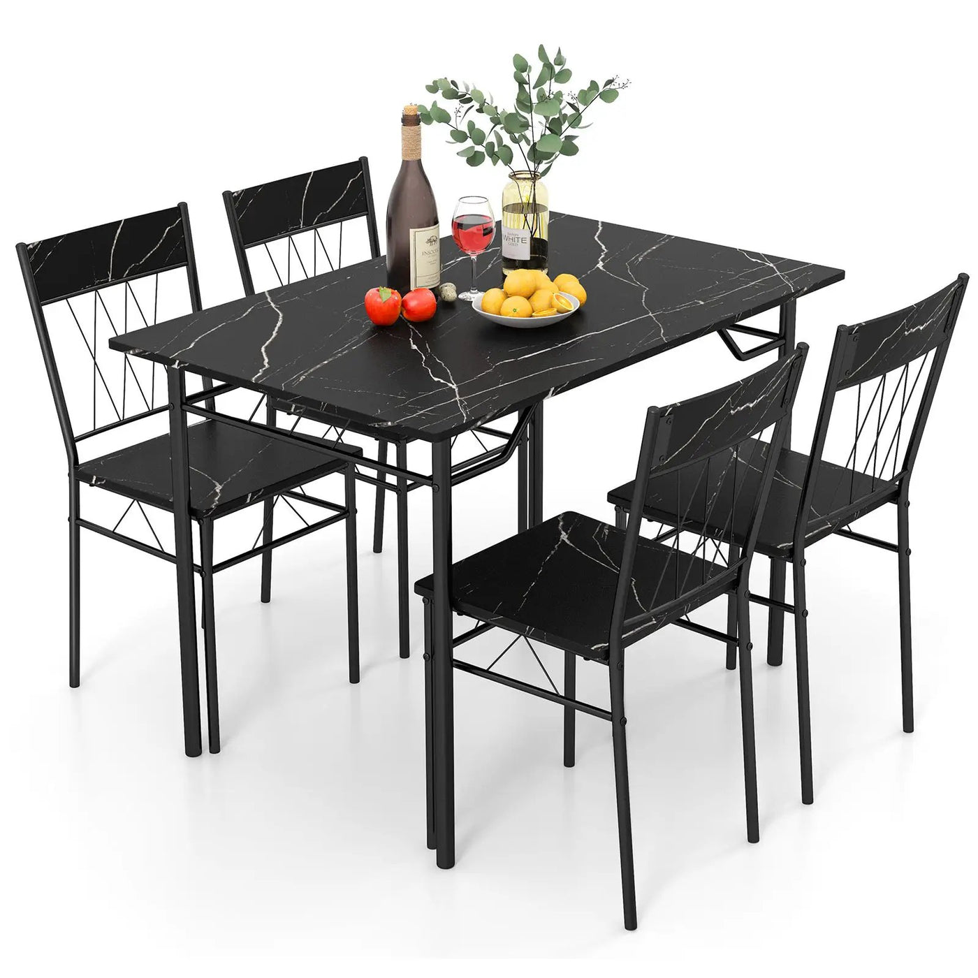 5-Piece Dining Table Set for 4 with Kitchen Table and 4 Dining Chairs by DirectDeals